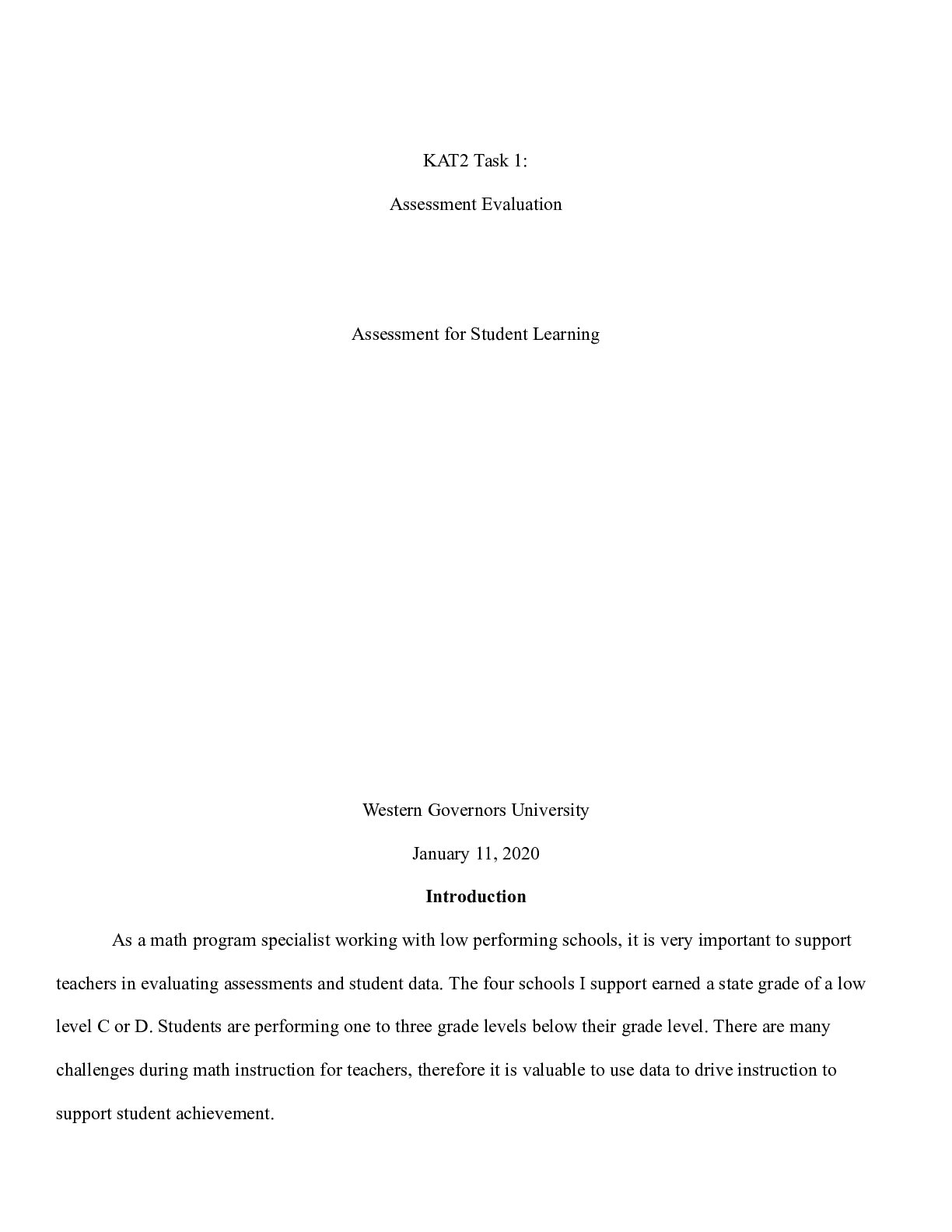 Preview image of KAT2 Task 1.docx    KAT2 Task 1:  Assessment Evaluation  Assessment for Student Learning document